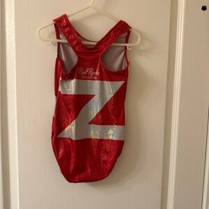 Red Rocks Collection Red Metallic Gymnastics Leotard with Silver Accent